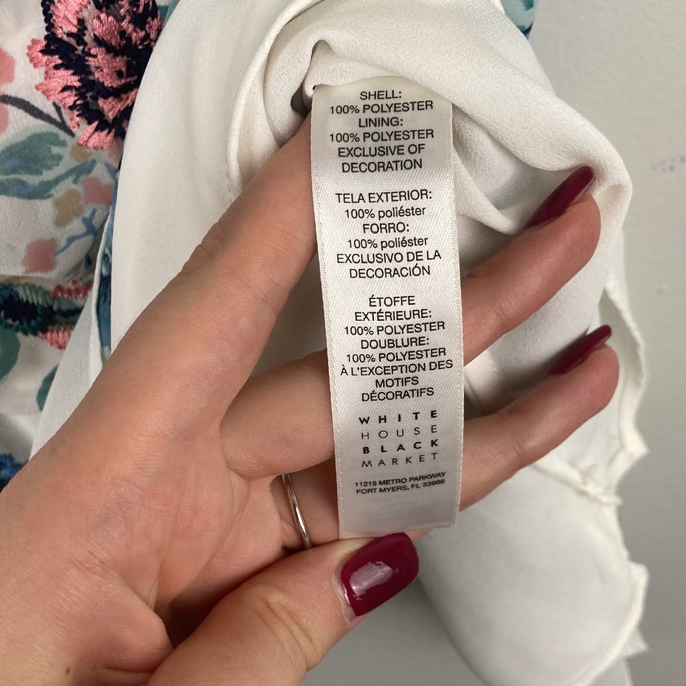 White House Black Marker Tank Top Professional Blouse w/ Flower Details - Picture 6 of 6